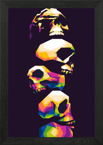 Skull grave framed - grave, art